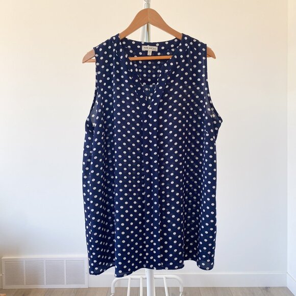 Navy sleeveless long blouse - Picture 1 of 6